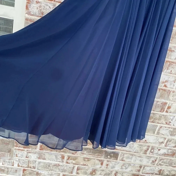 A. J. Bari Navy Pleated Chiffon Bodice Skater Circle Mother of the Bride… - Picture 4 of 7